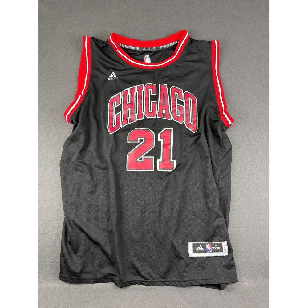 Adidas Mens Black Red Chicago Bulls Jimmy Butler #21 Basketball NBA Jersey 3XL